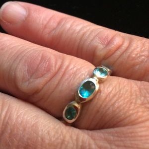 Silpada Sterling & Aqua Glass Northern Lights Ring